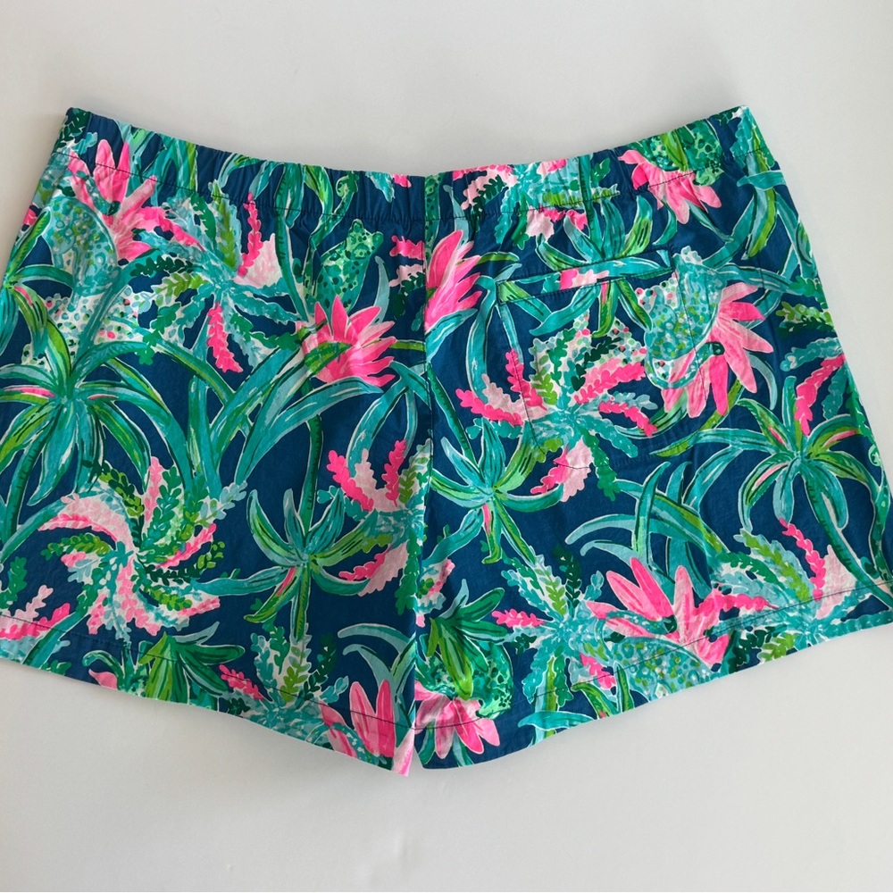 Lilly Pulitzer Navy Floral Shorts with Pink & Green Print - Picture 2 of 4